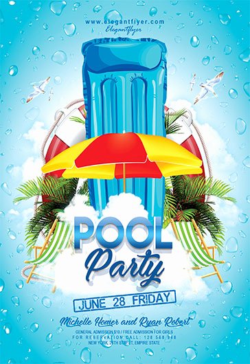 pool party v04 flyer psd template cover