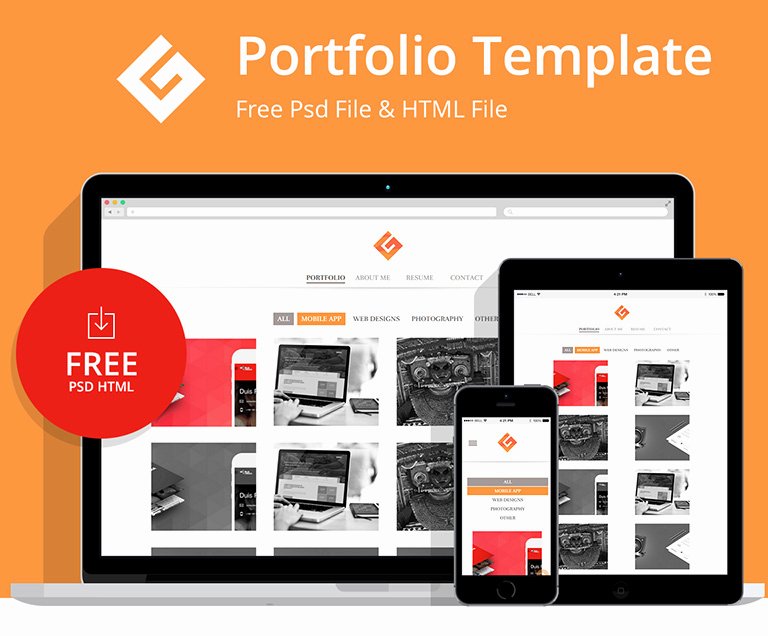 Portfolio Template Psd Download Free Web Elements Psd