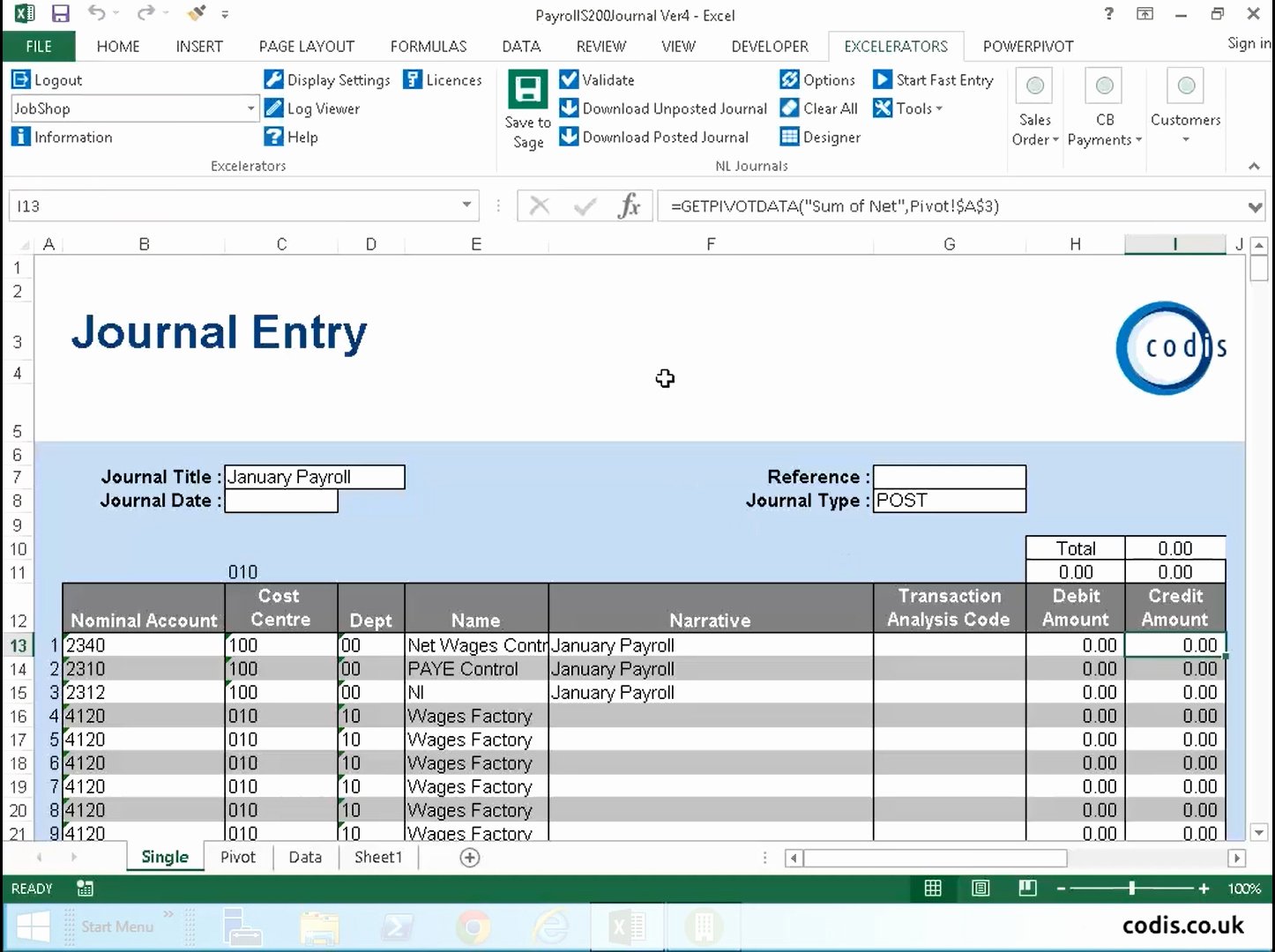 Post Payroll Data From Excel to Sage 200