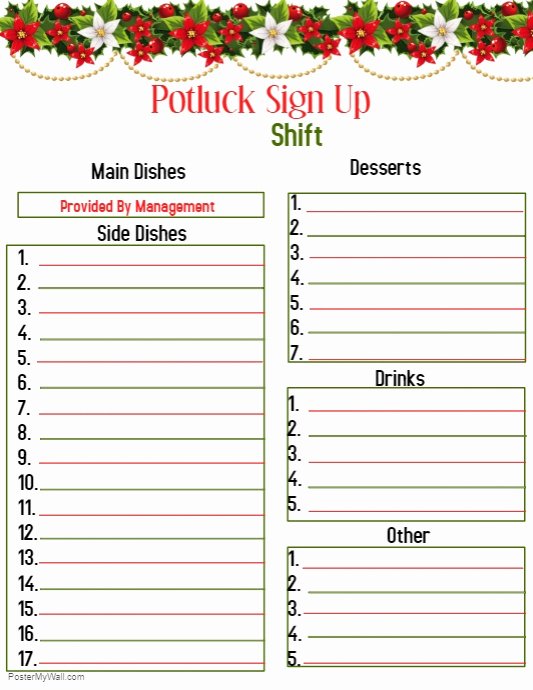 Potluck Sign Up Template