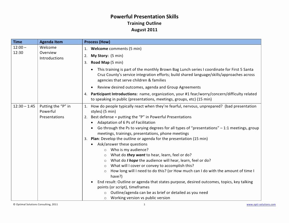 powerful presentation skills training outline example