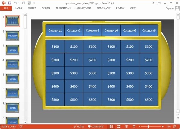 Powerpoint Jeopardy Game Template with Score Bountrfo