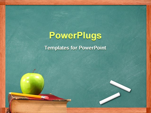 Powerpoint Template Apple and Pencil On Book In Front Of