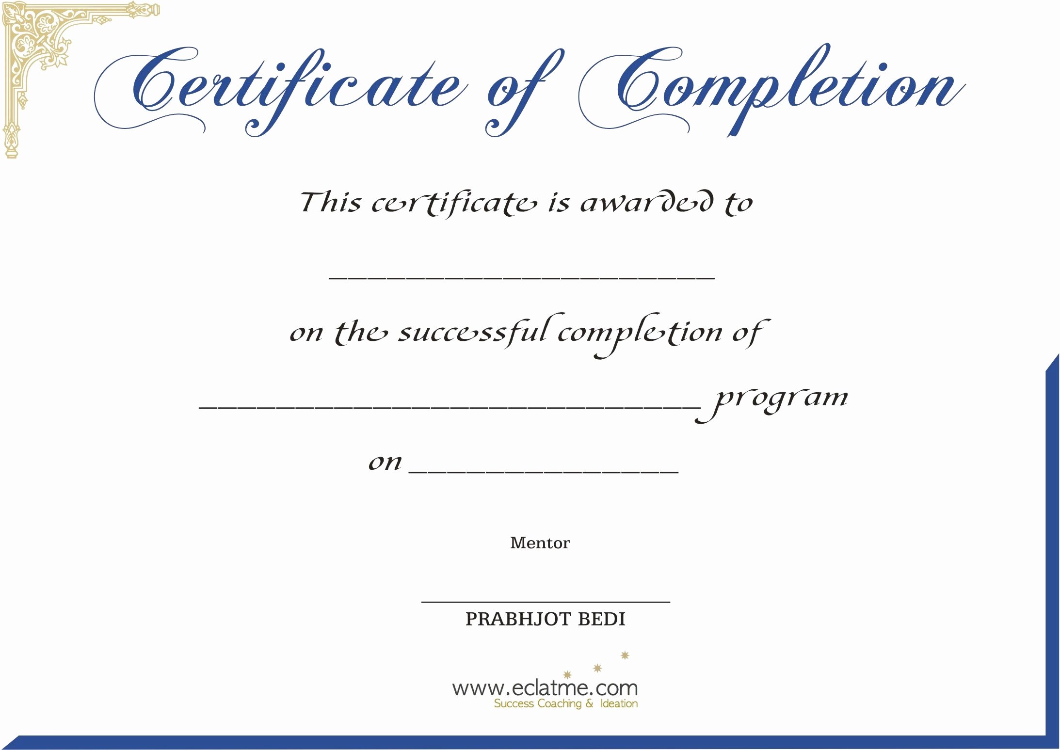 Premium Blank Certificate Pletion Flyers V M D