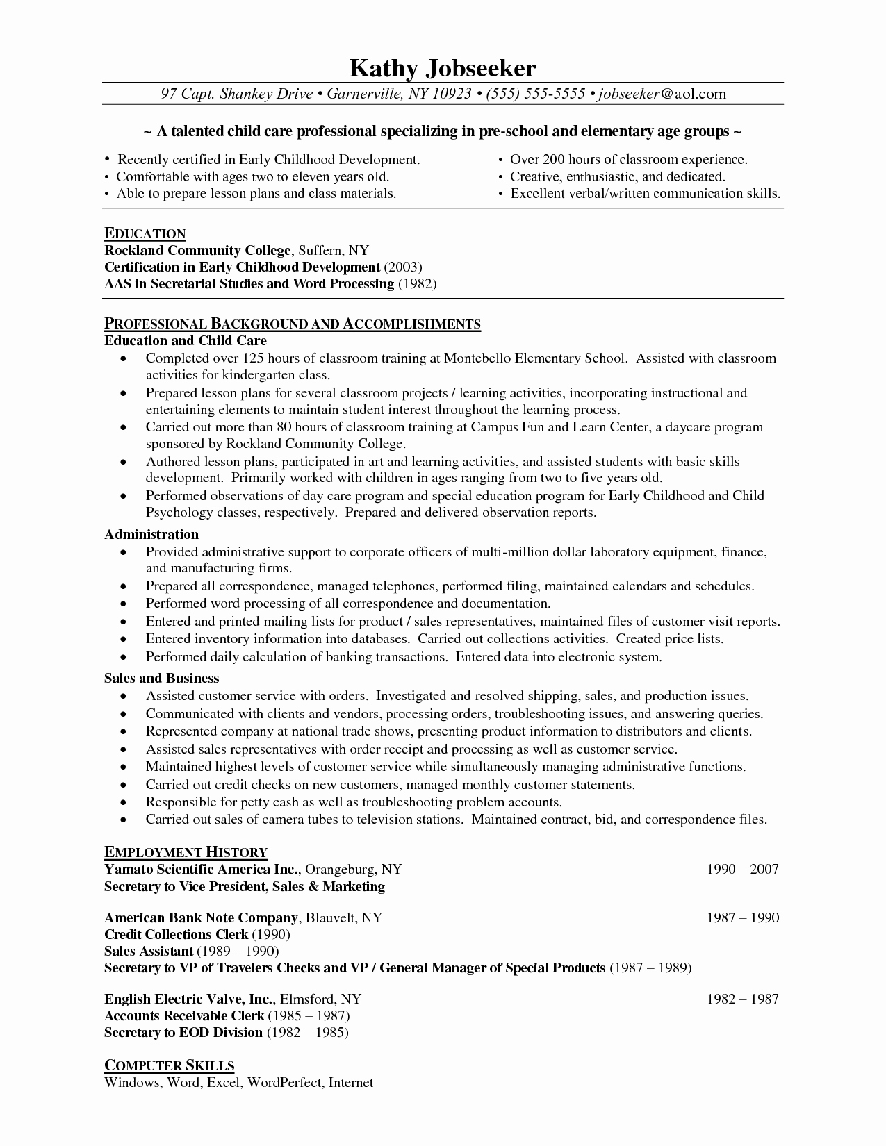 Preschool assistant Teacher Resume with No Experience