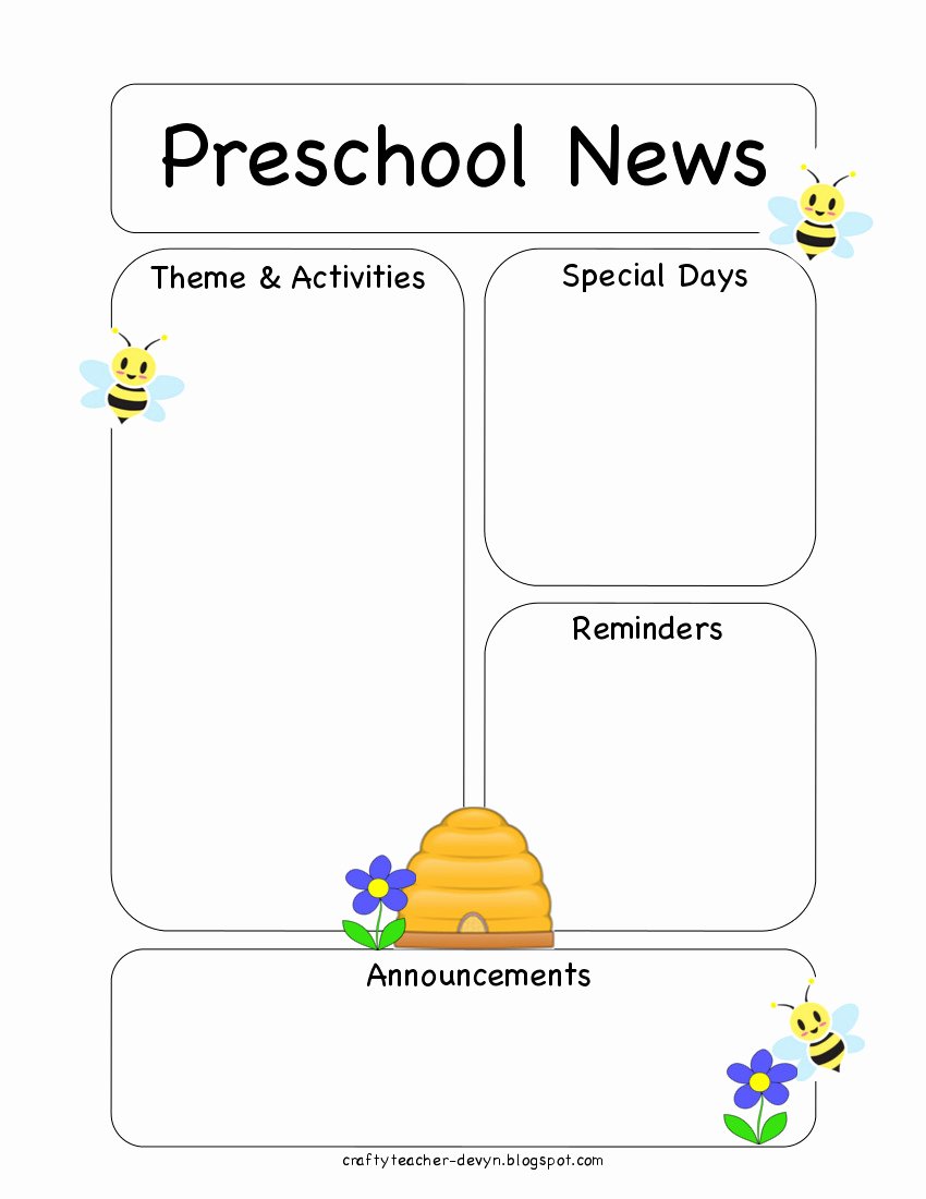 Preschool Bee Newsletter Template
