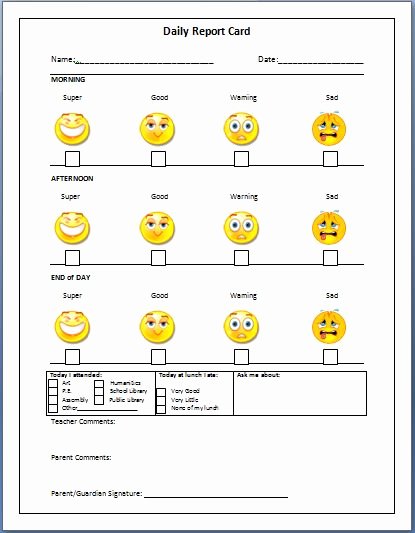 Preschool Behavior Chart Template Printable Daily Student