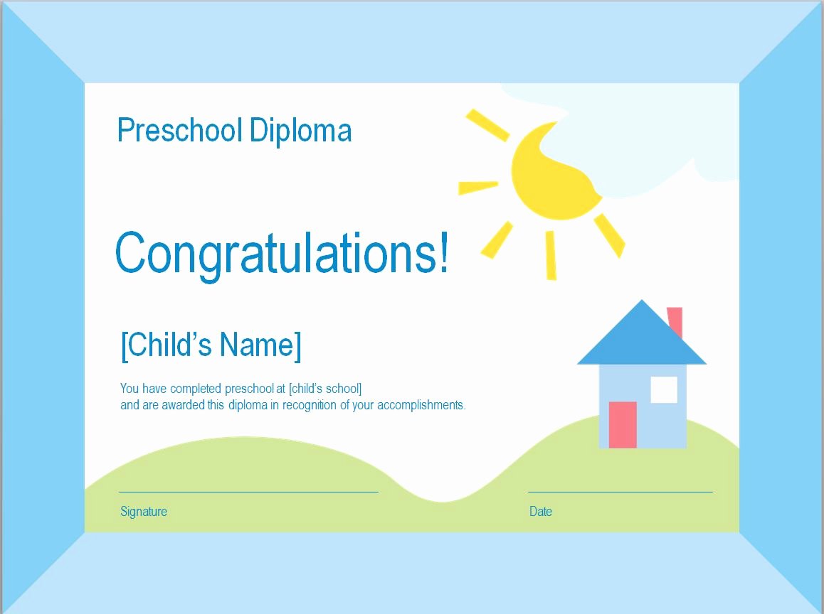 Preschool Diploma Template