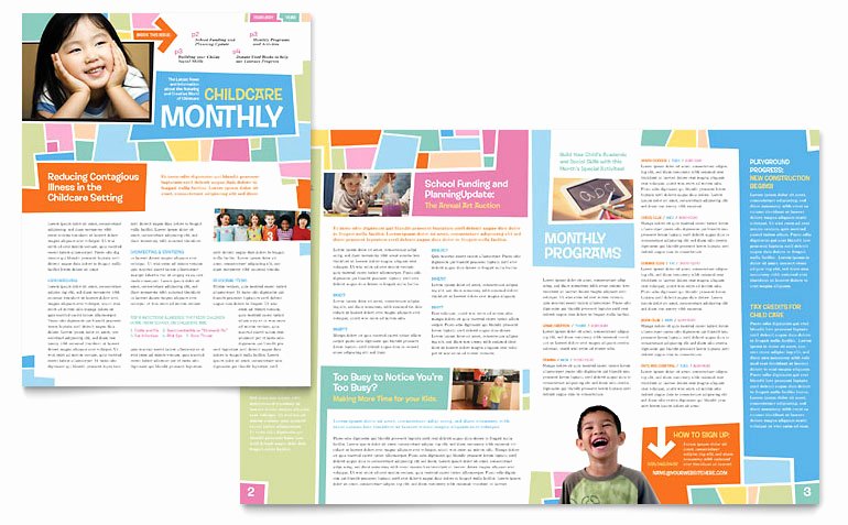 Preschool Kids &amp; Day Care Newsletter Template Word