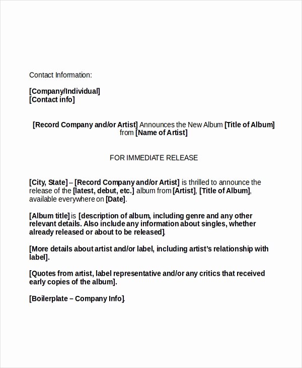 Press Release Template 20 Free Word Pdf Document