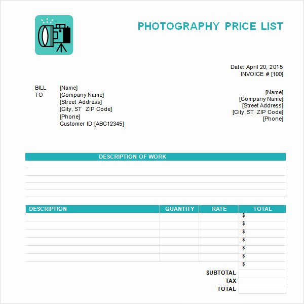Price List Template 9 Download Free Documents In Pdf