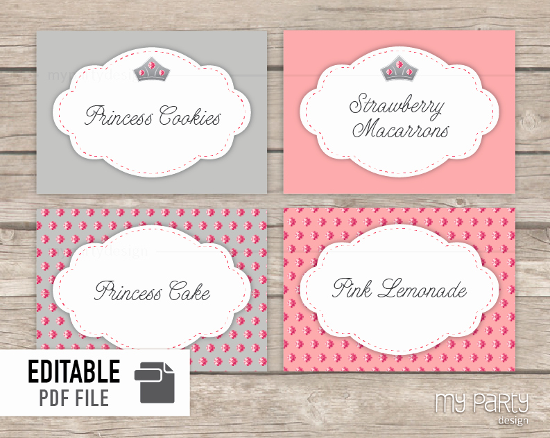 Princess Birthday Party Printable Food Labels My Party