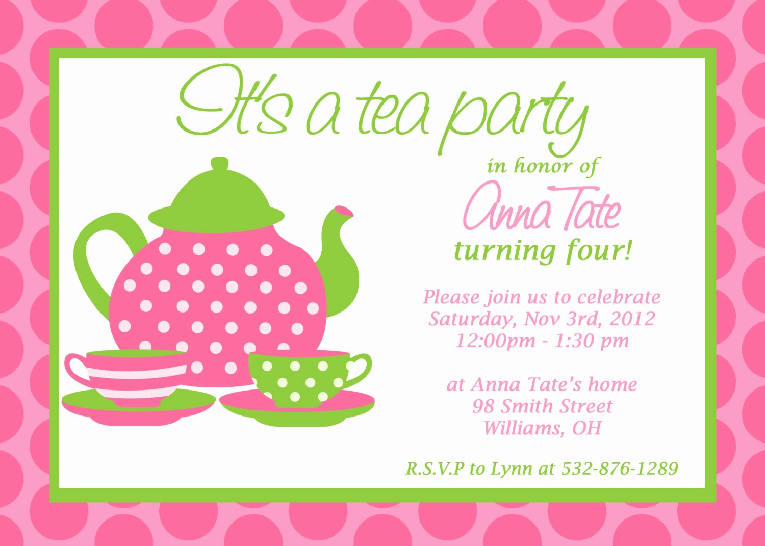 Princess Tea Party Birthday Invitations