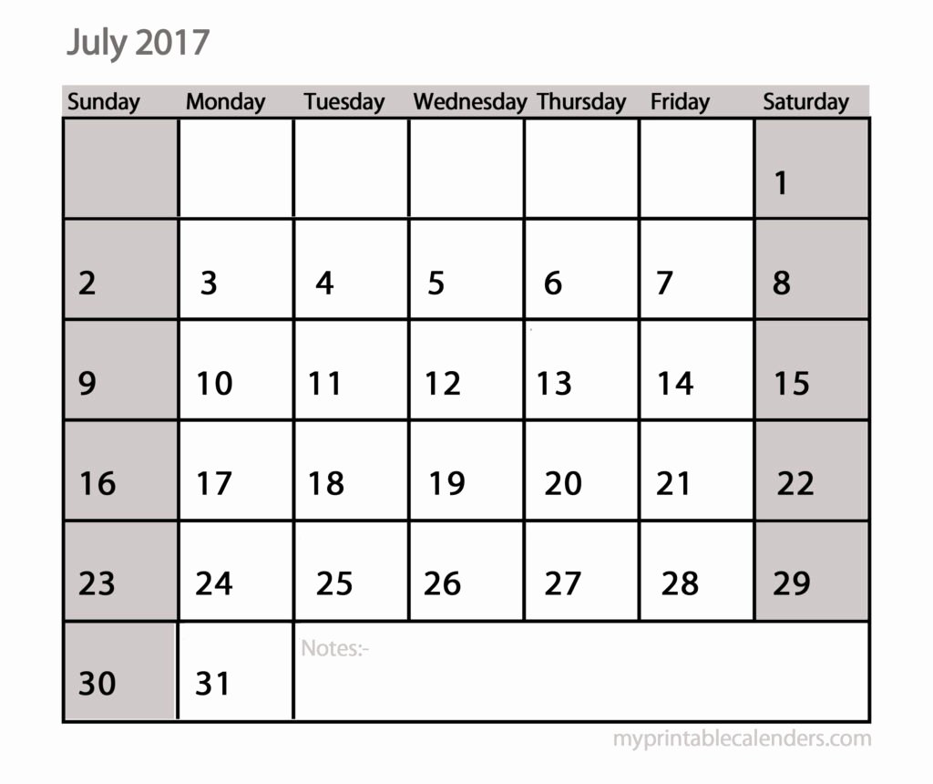 Print Blank Calendars