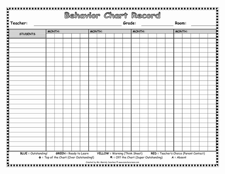 Printable Behavior Charts for Teachers Free Printable