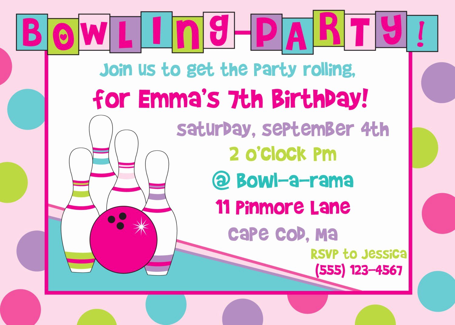 printable bowling birthday party invitations