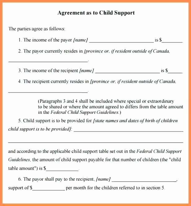 Printable Child Support Agreement Template