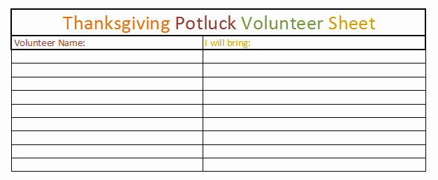 Printable Christmas Potluck Sheets