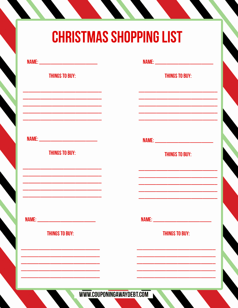 printable christmas shopping list