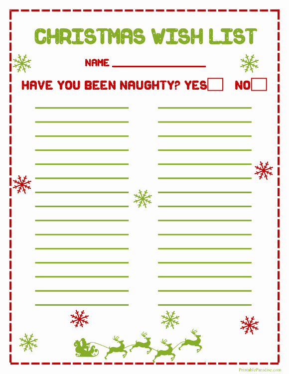 Printable Christmas Wish Lists – Happy Holidays