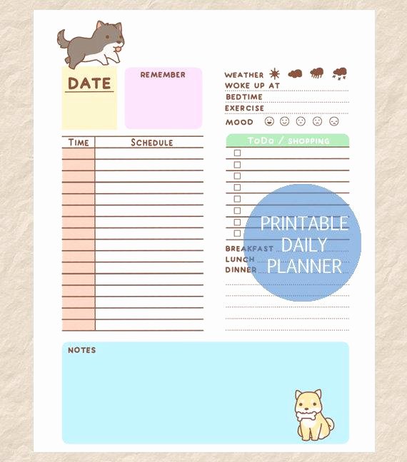 printable daily dog planner cute dog