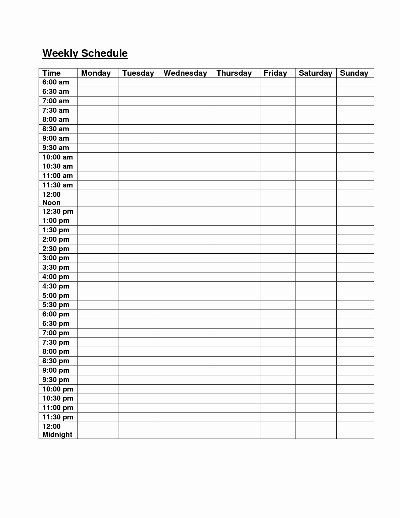 Printable Daily Schedule