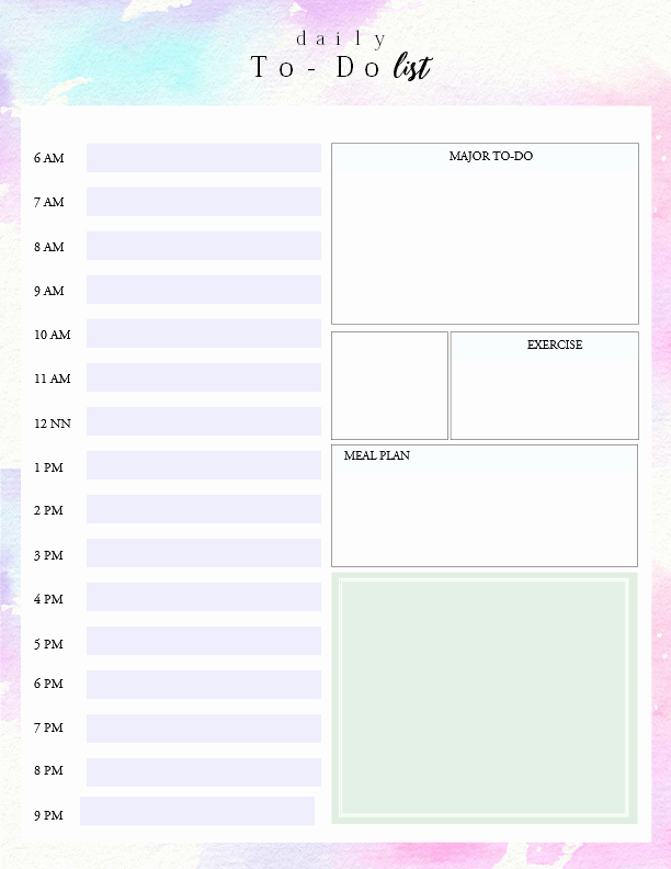 daily to do list template