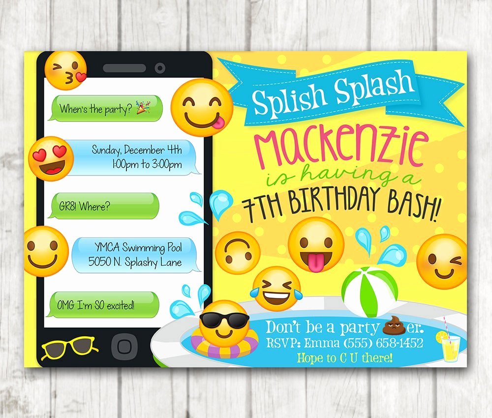 printable emoji pool party party invitation swim party emoji invitations 4