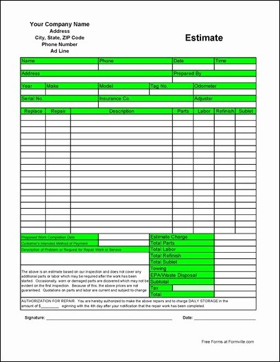 Printable Estimate forms Lawn Care