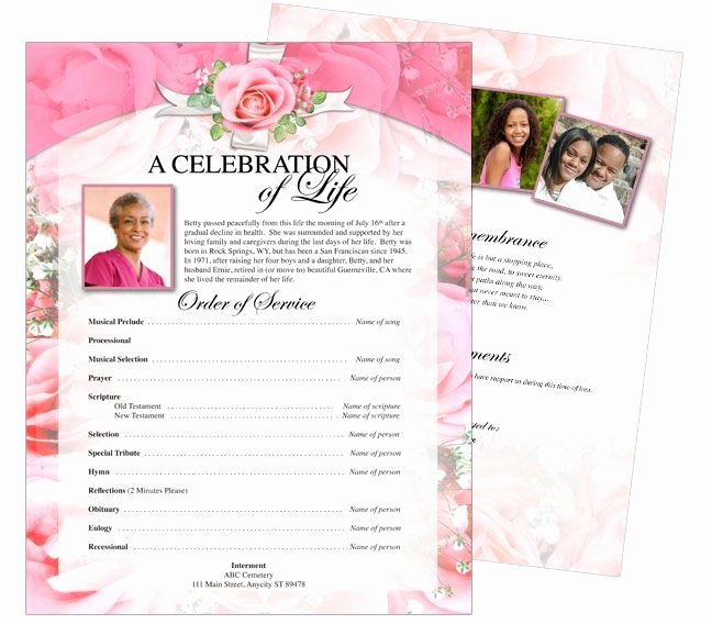 Printable Funeral Memorial Flyers Samples E Page