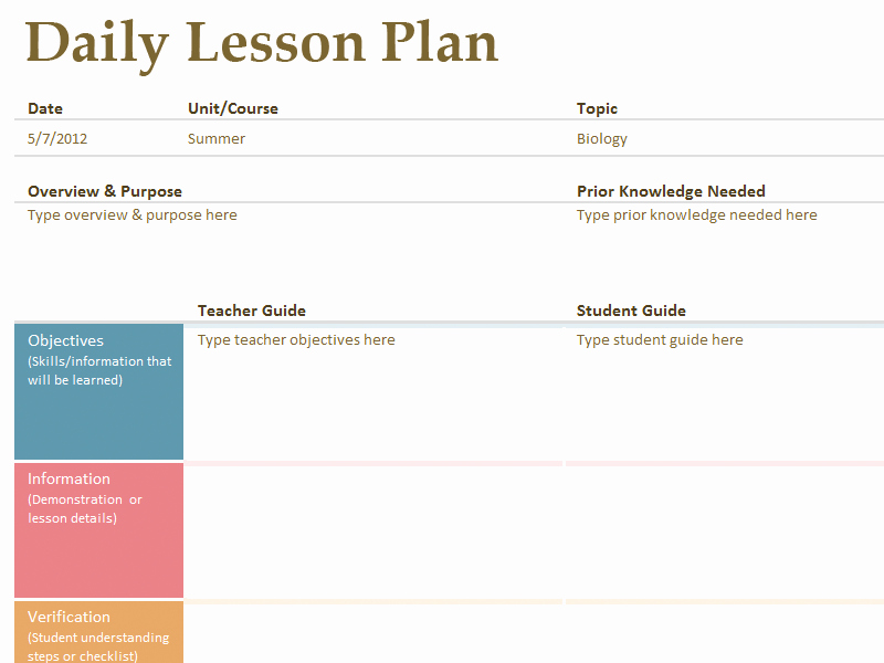 Printable Lesson Plan Template Free to