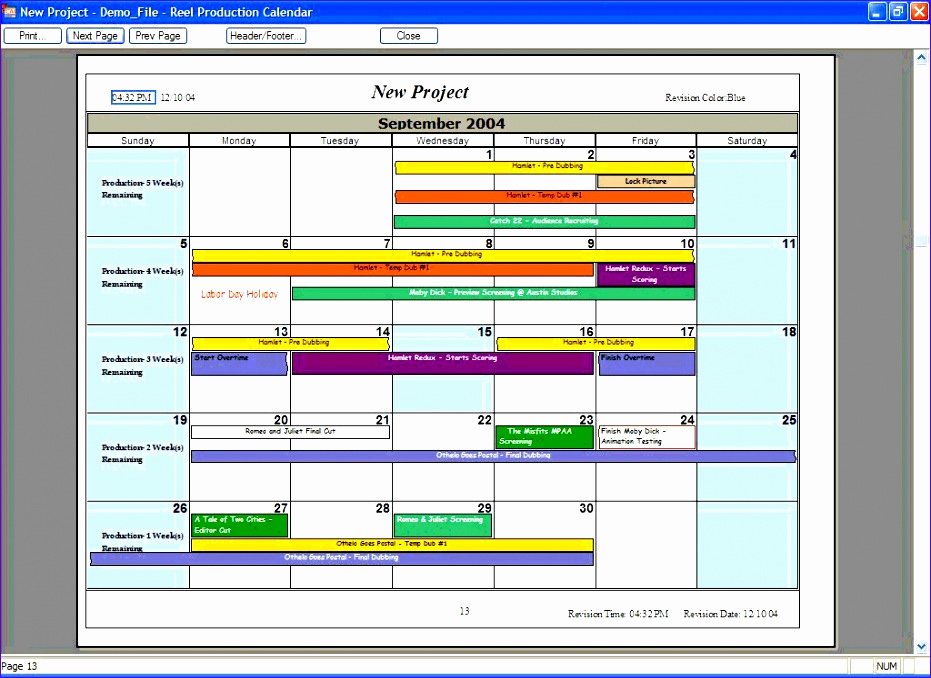 Printable Manufacturing Production Schedule Template