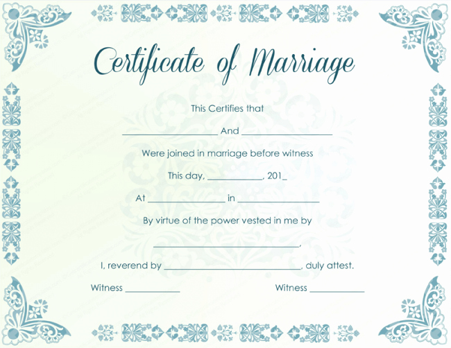 Printable Marriage Certificate Samples