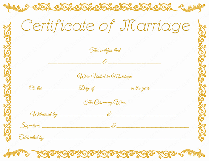 Printable Marriage Certificate Template Dotxes