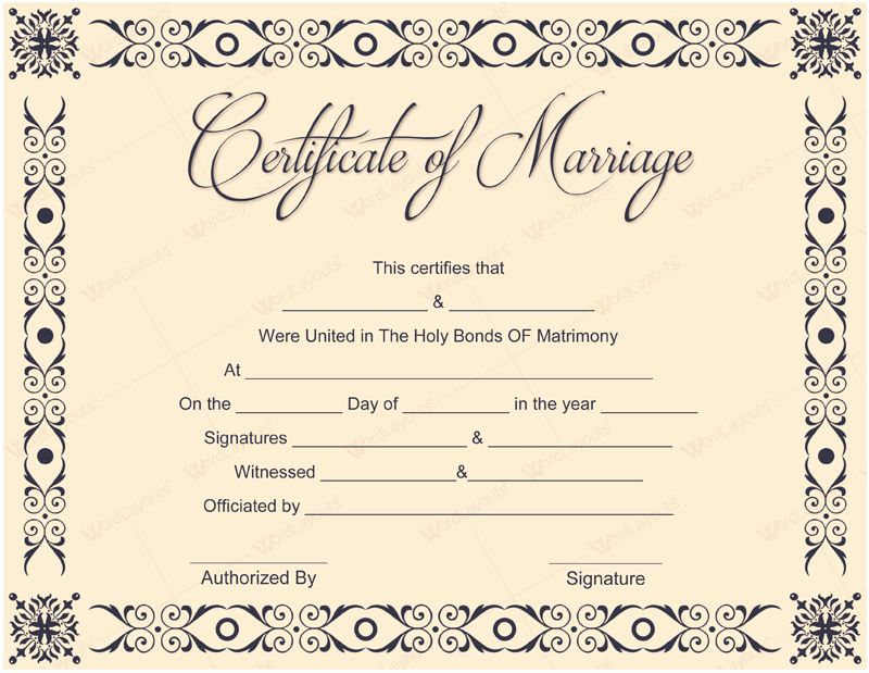 Printable Marriage Certificate Templates 10 Editable