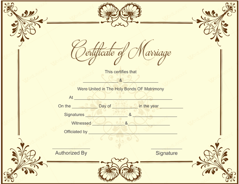 Marriage Certificate Template Microsoft Word Letter Example Template