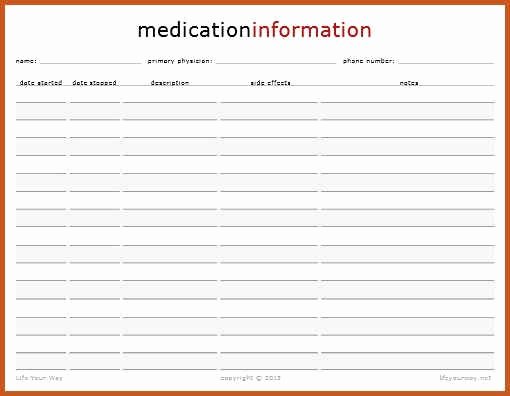Printable Medication List