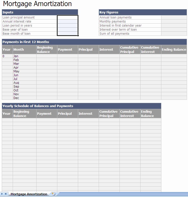 Printable Mortgage Calculator Amortization Schedule Excel