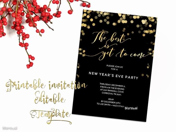 Printable New Year S Eve Party Invitation Template for