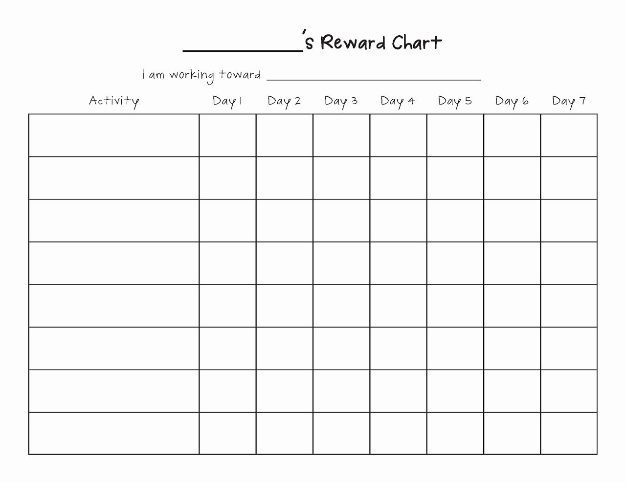 Printable Reward Chart Template