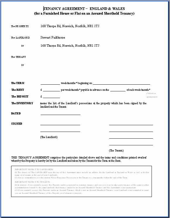 Printable Sample Rental Agreement Doc form
