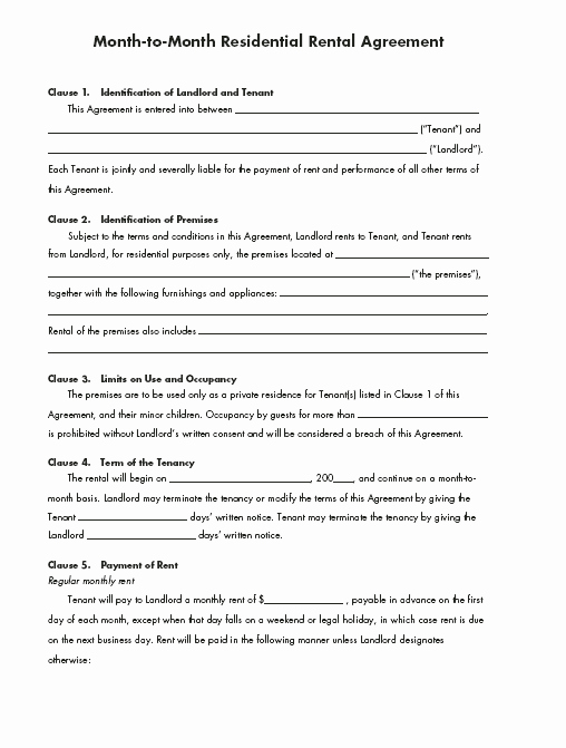 Printable Sample Renters Lease Agreement form