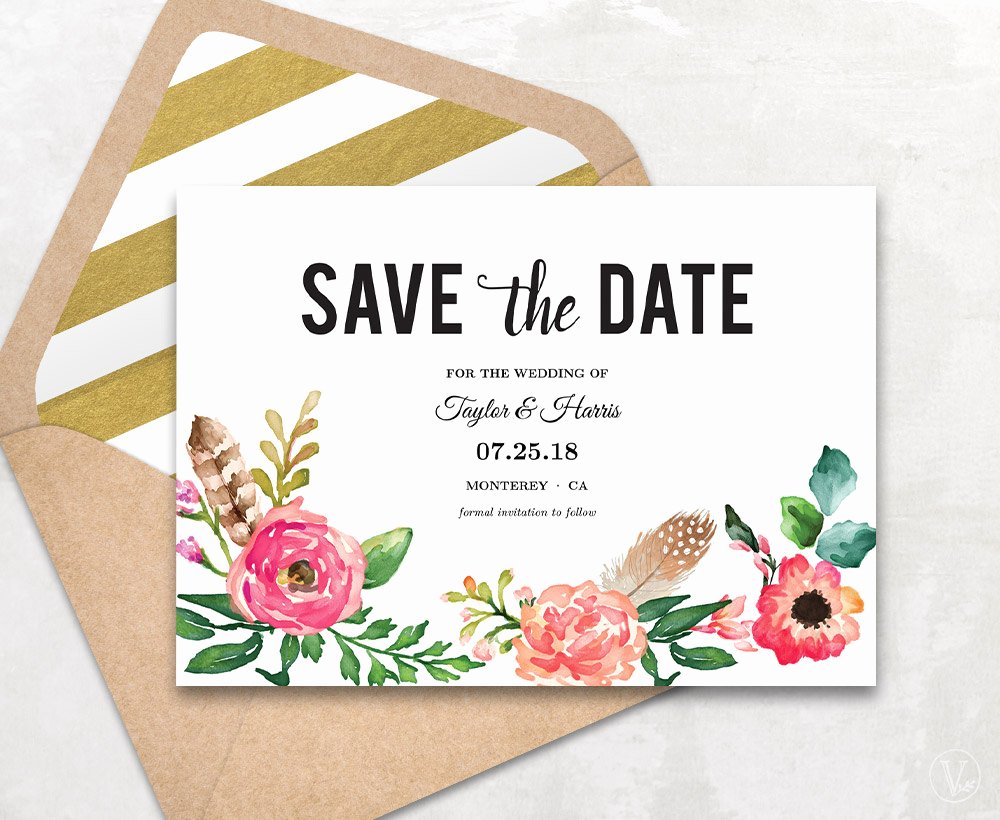 Printable Save the Date Card Save the Date Template Peony