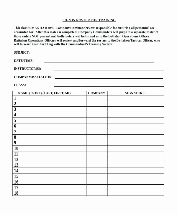 Printable Sign Up Sheet Template In Roster Google Docs