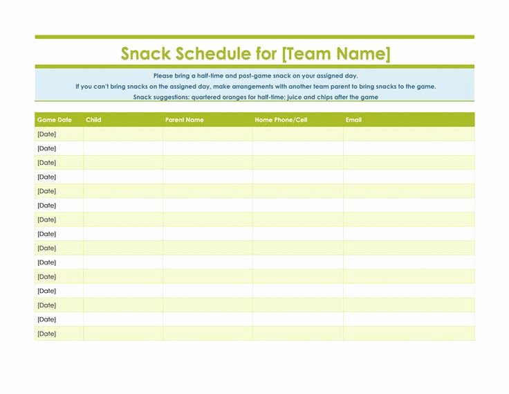 Printable Snack Sign Up Sheet Search Results