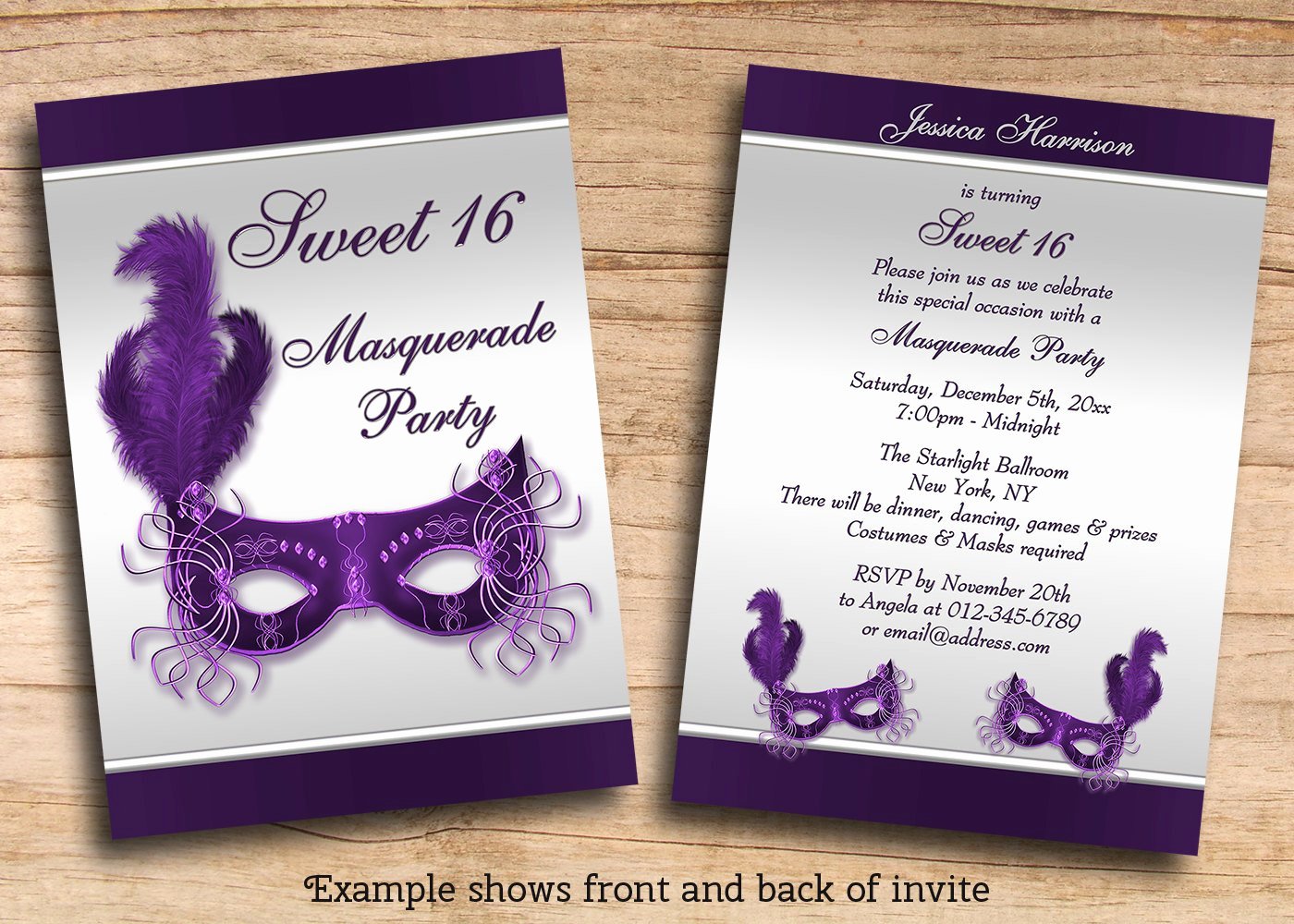 Printable Sweet 16 Masquerade Party Invites by