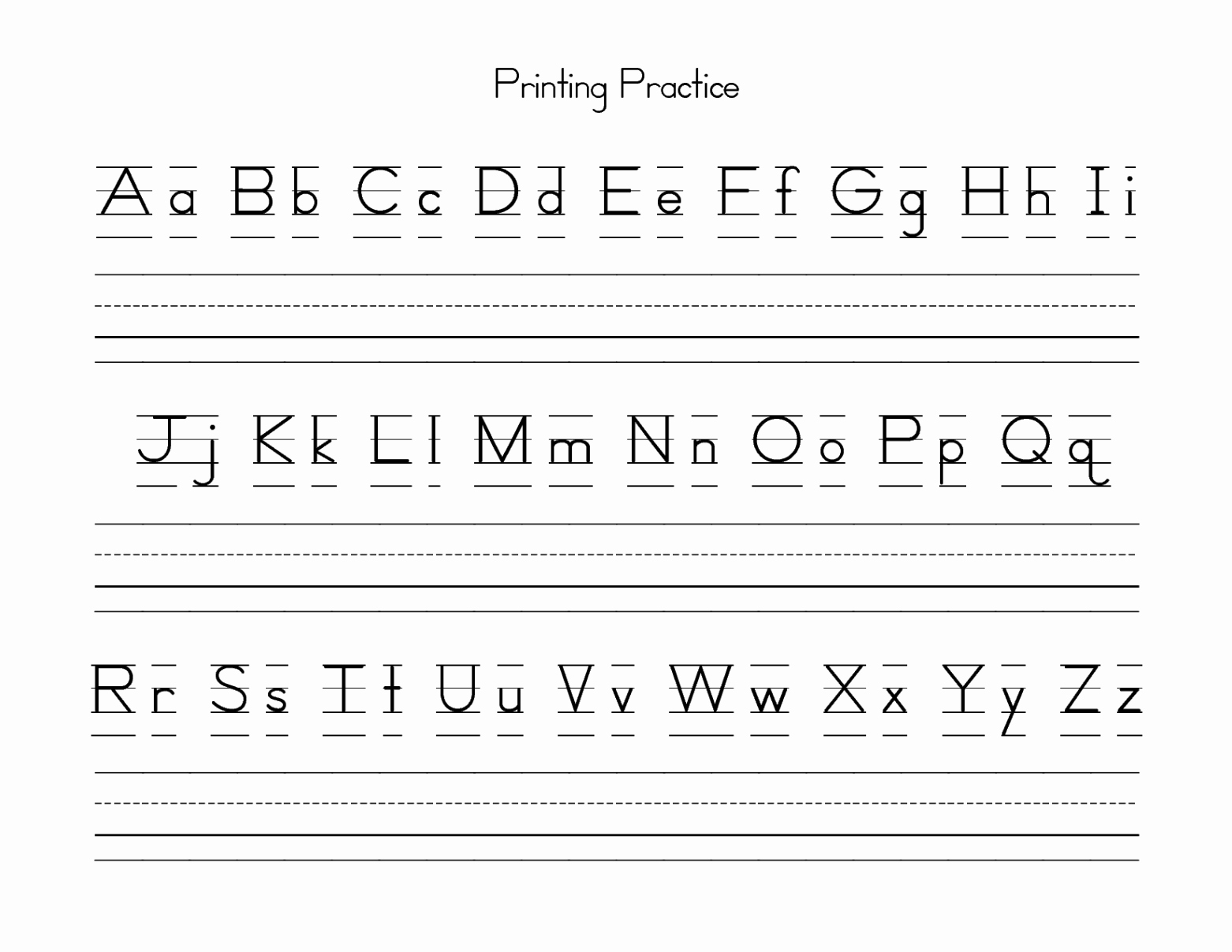 Printable Tracing Letters Template for Preschool Kindergarten