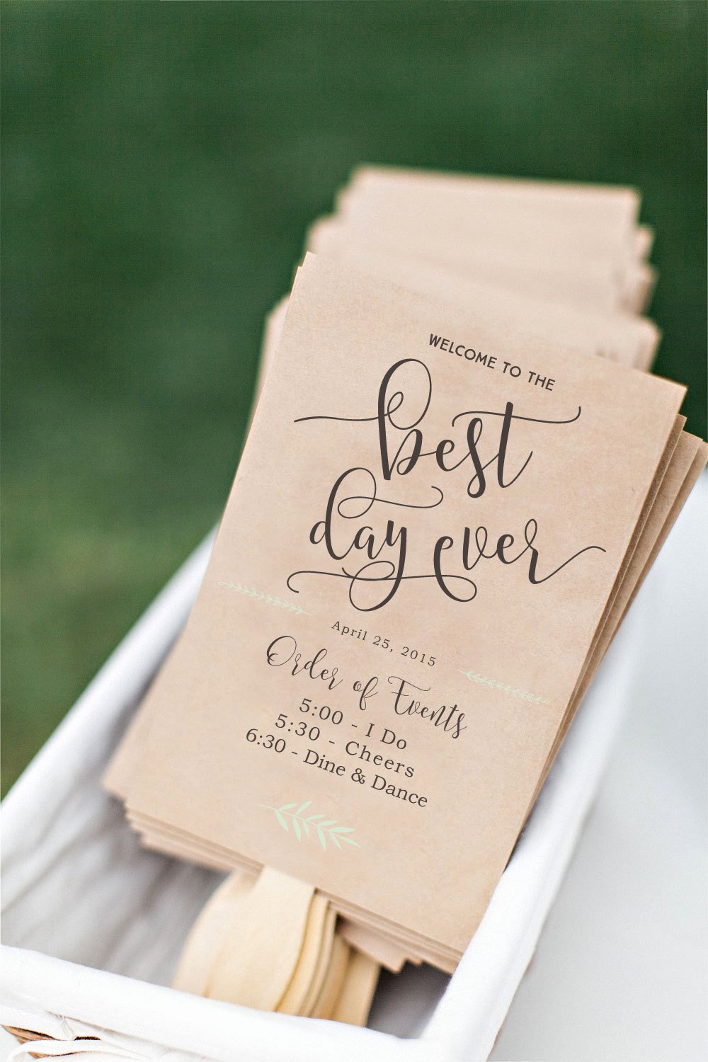 printable wedding program fan diy