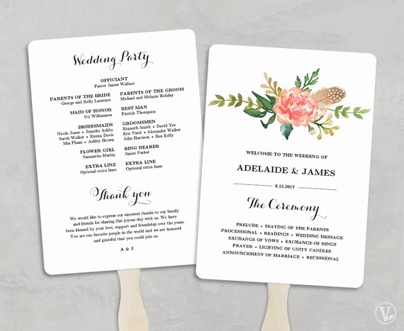 Printable Wedding Program Template Fan Wedding Programs Diy