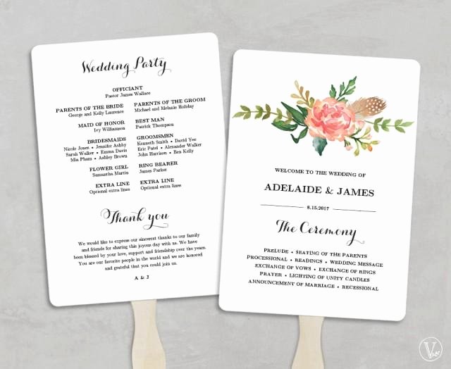 Printable Wedding Program Template Fan Wedding Programs